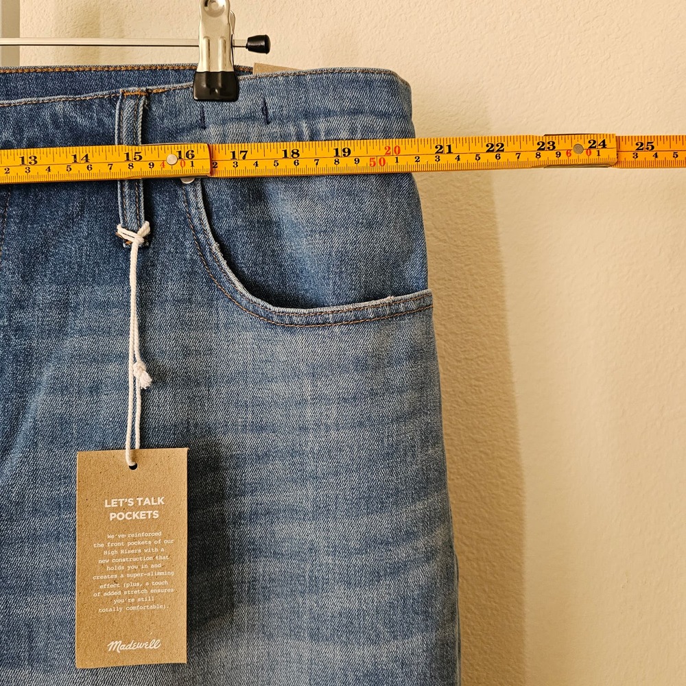 MADEWELL Women's Slim Wide- Leg Crop Blue Jeans in Garrett Wash Sz 35 - Picture 12 of 16
